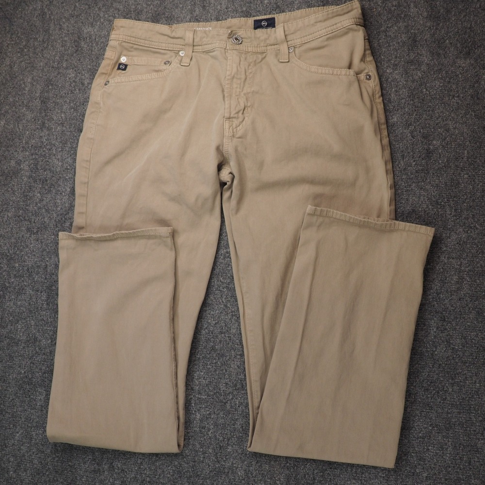 AG Adriano Goldschmied The Graduate Mens 33x32 Khaki Tailored Leg Chinos FLAW